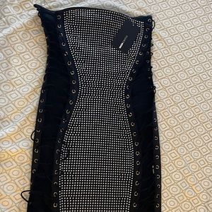 Steal The Night Embellished Mini Black Dress. Size M
